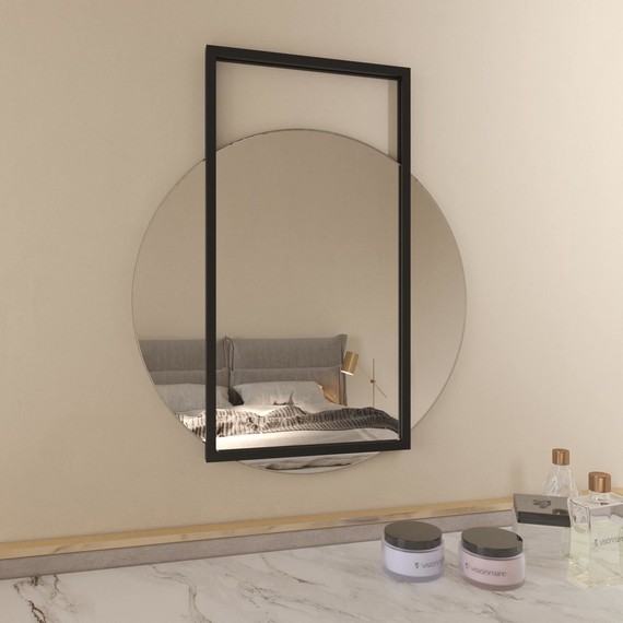 Дизайнерское настенное зеркало Glass Memory Terraform в металлической раме черного цвета D830